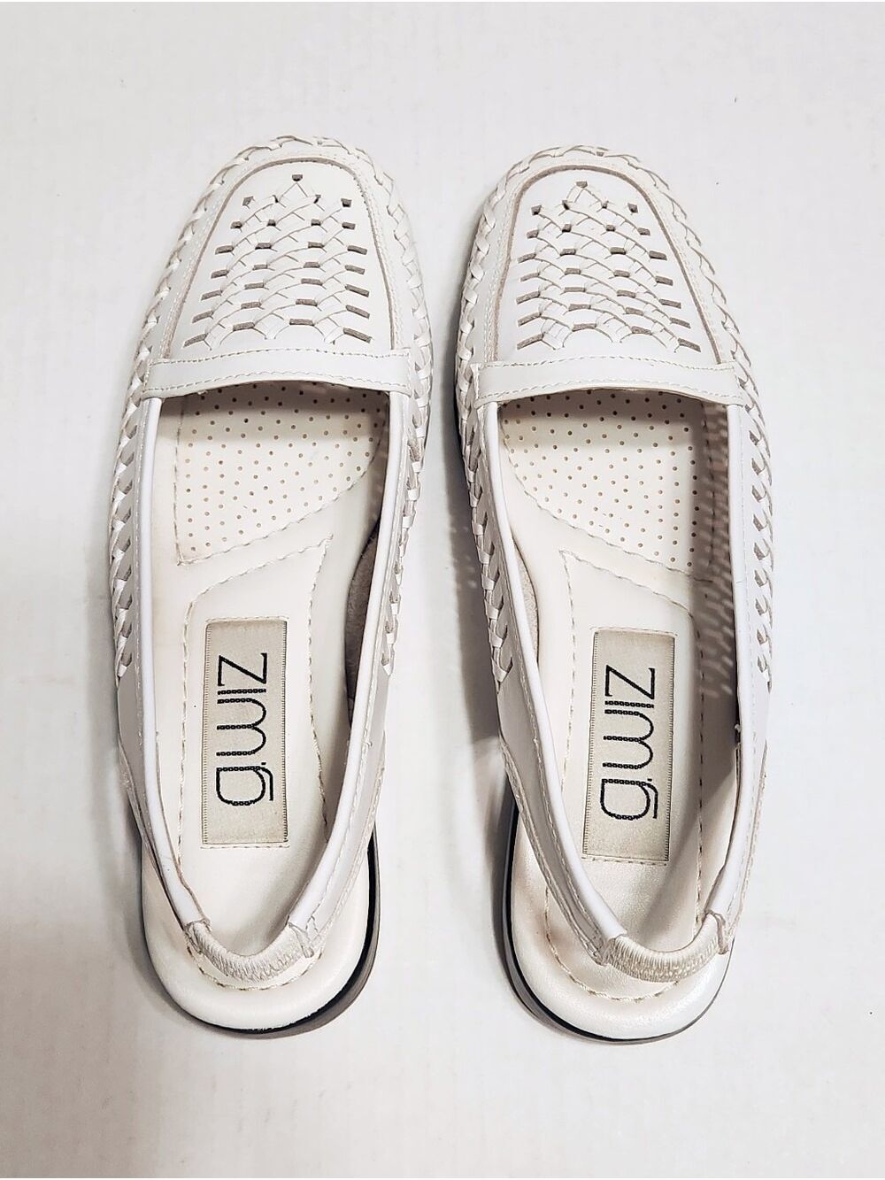 G. Wiz Jenny White Leather Woven Slingback Low Heel Sandals Size 6 Medium - Picture 6 of 11